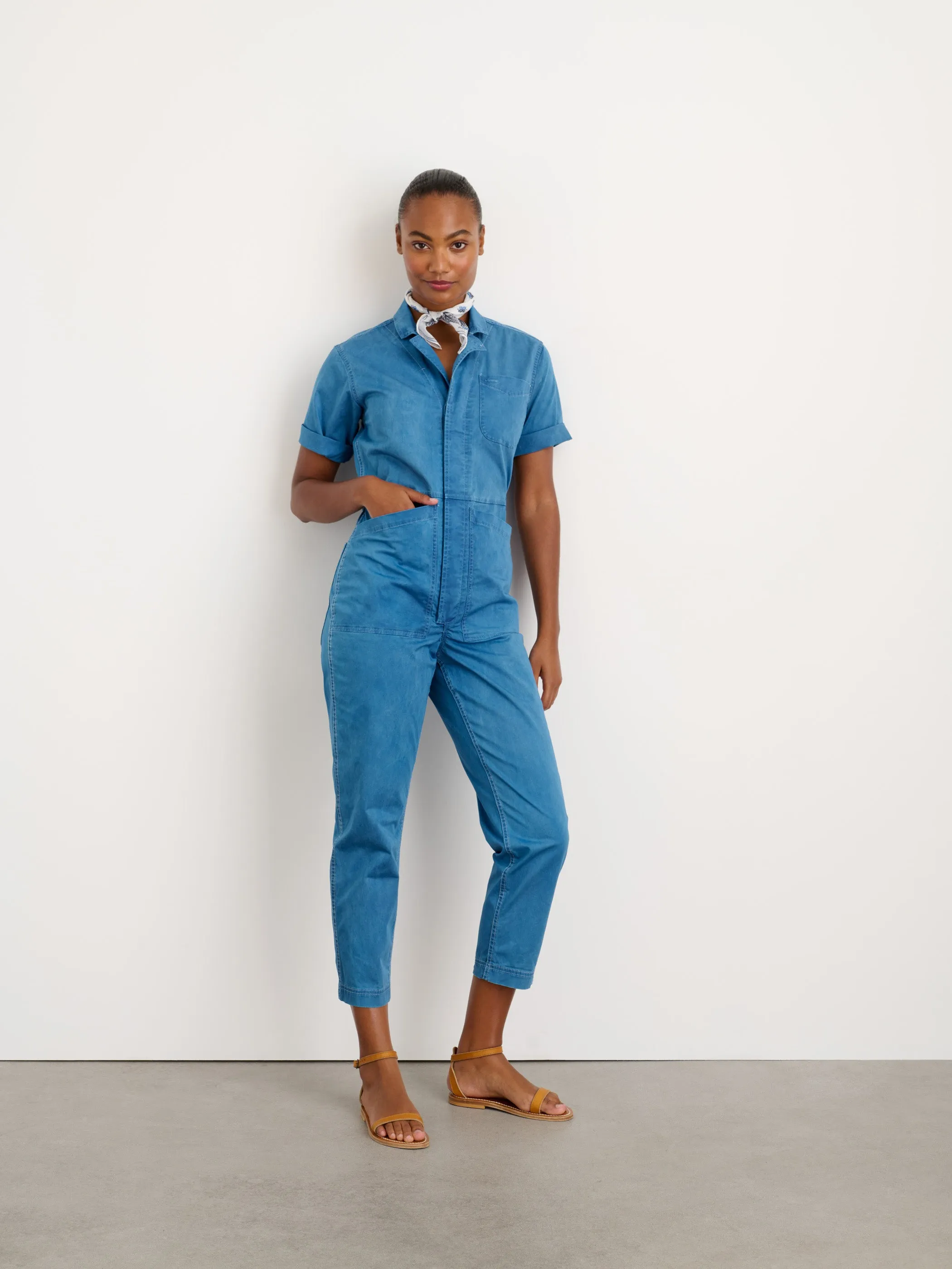 Indigo Dyed Standard Short Sleeve Jumpsuit sold by Alex Mill product image thumbnail 2