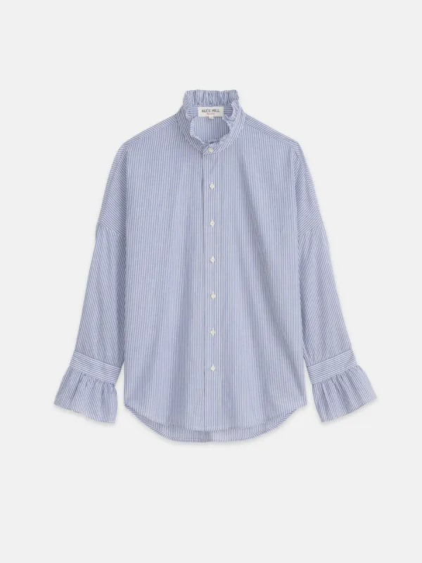Blake Ruffle Shirt In Striped Voile sold by Alex Mill