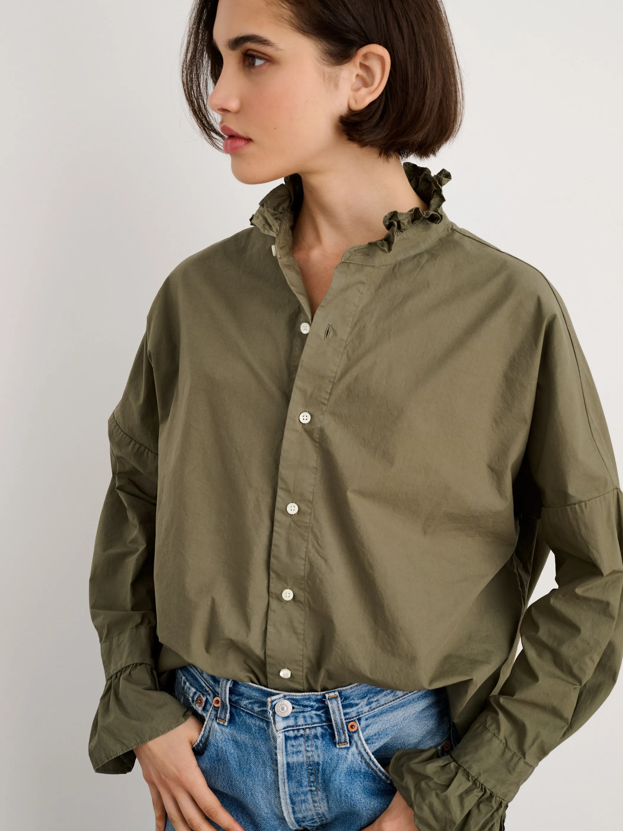 Easy Ruffle Shirt in Cotton Poplin sold by Alex Mill product image thumbnail 3