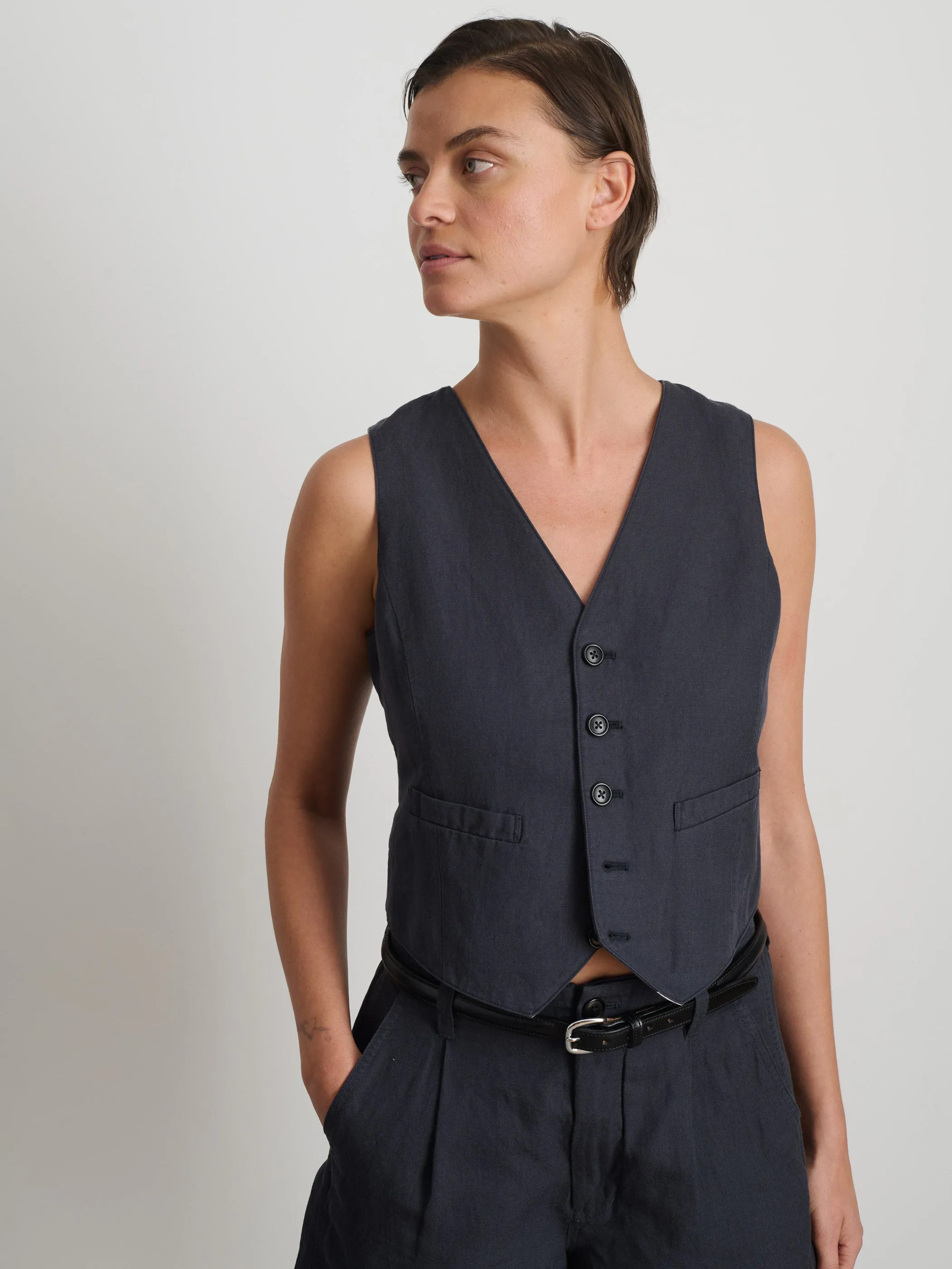 Madeline Vest In Twill sold by Alex Mill product image thumbnail 2