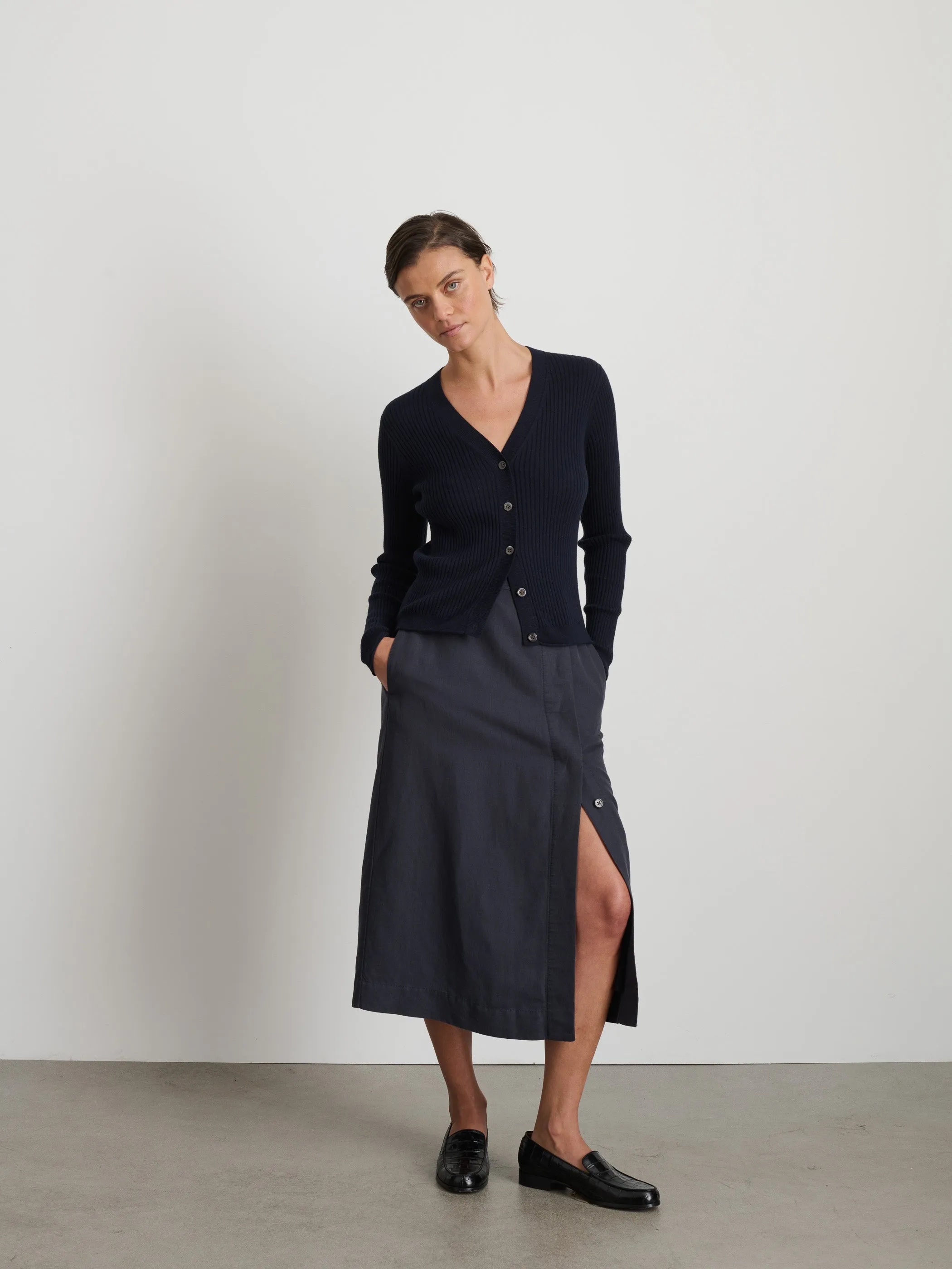 V-Neck Ribbed Cardigan sold by Alex Mill product image thumbnail 3