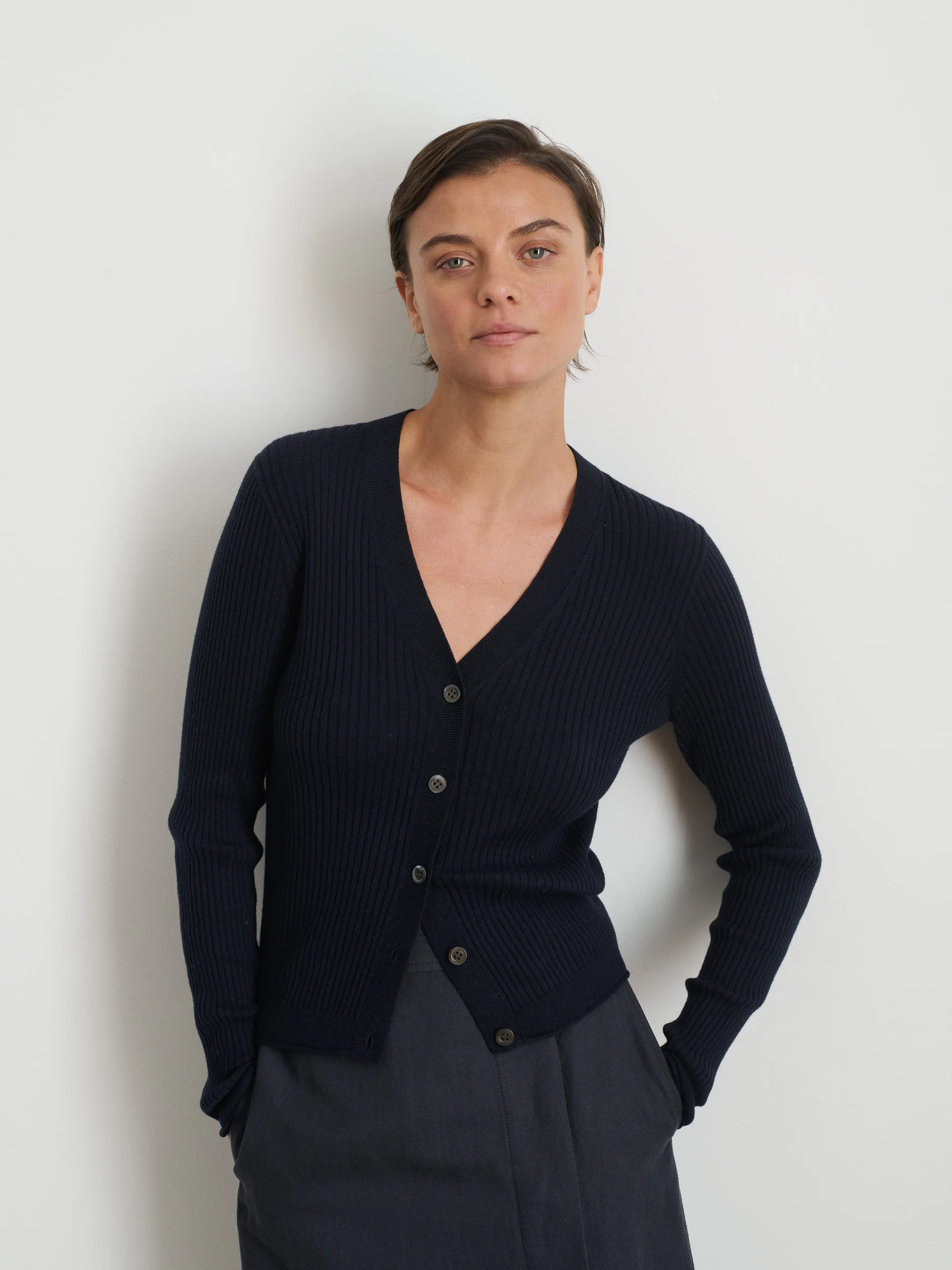 V-Neck Ribbed Cardigan sold by Alex Mill product image thumbnail 2