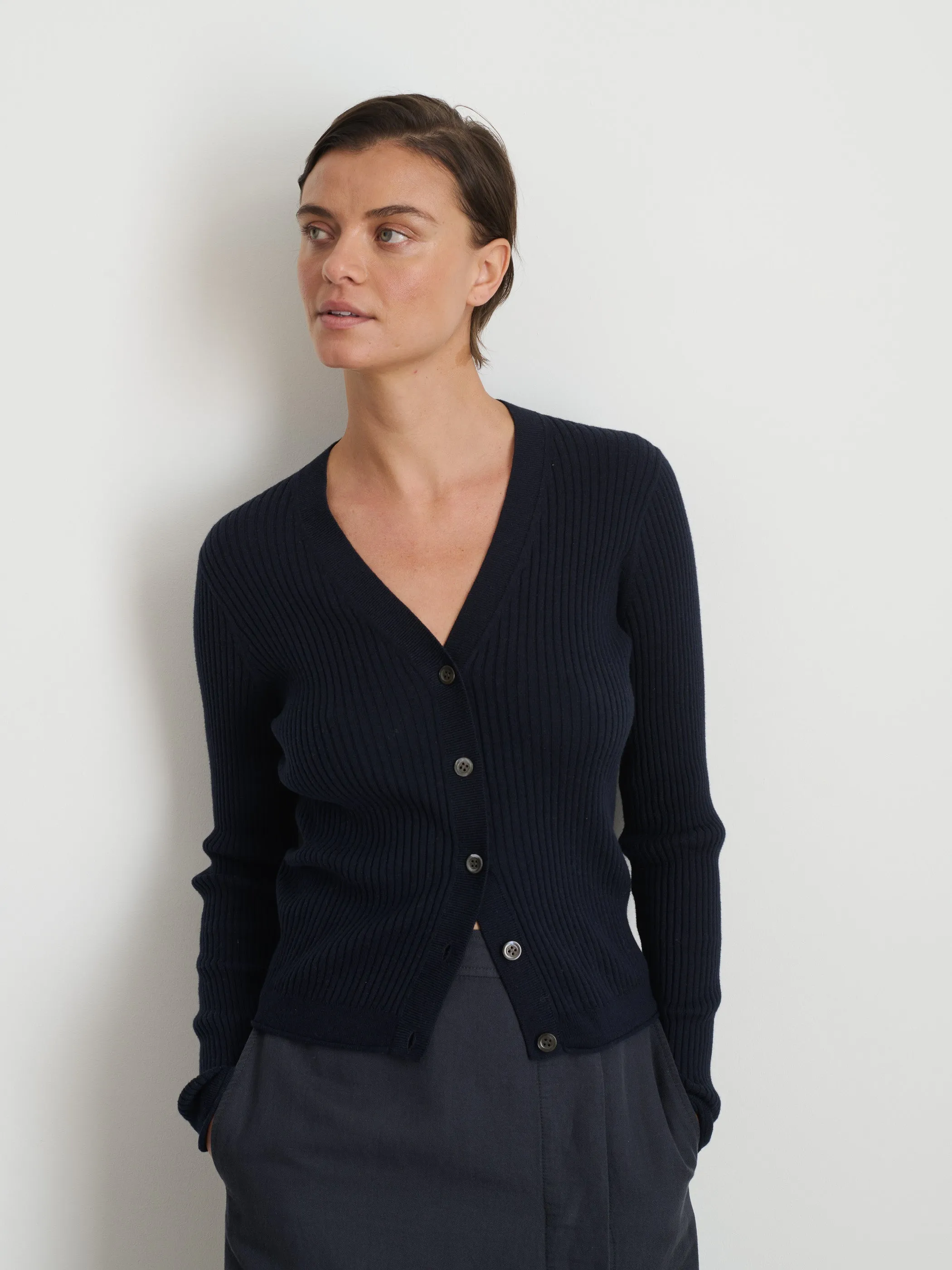 V-Neck Ribbed Cardigan sold by Alex Mill product image thumbnail 4