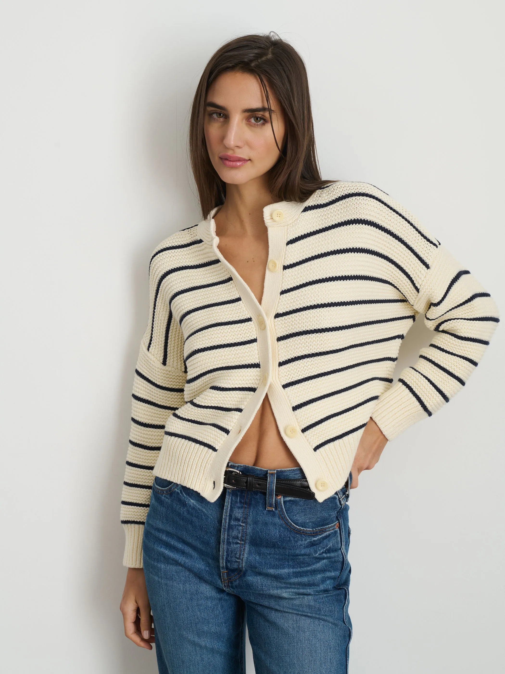 Nico Striped Cardigan in Cotton sold by Alex Mill product image thumbnail 3