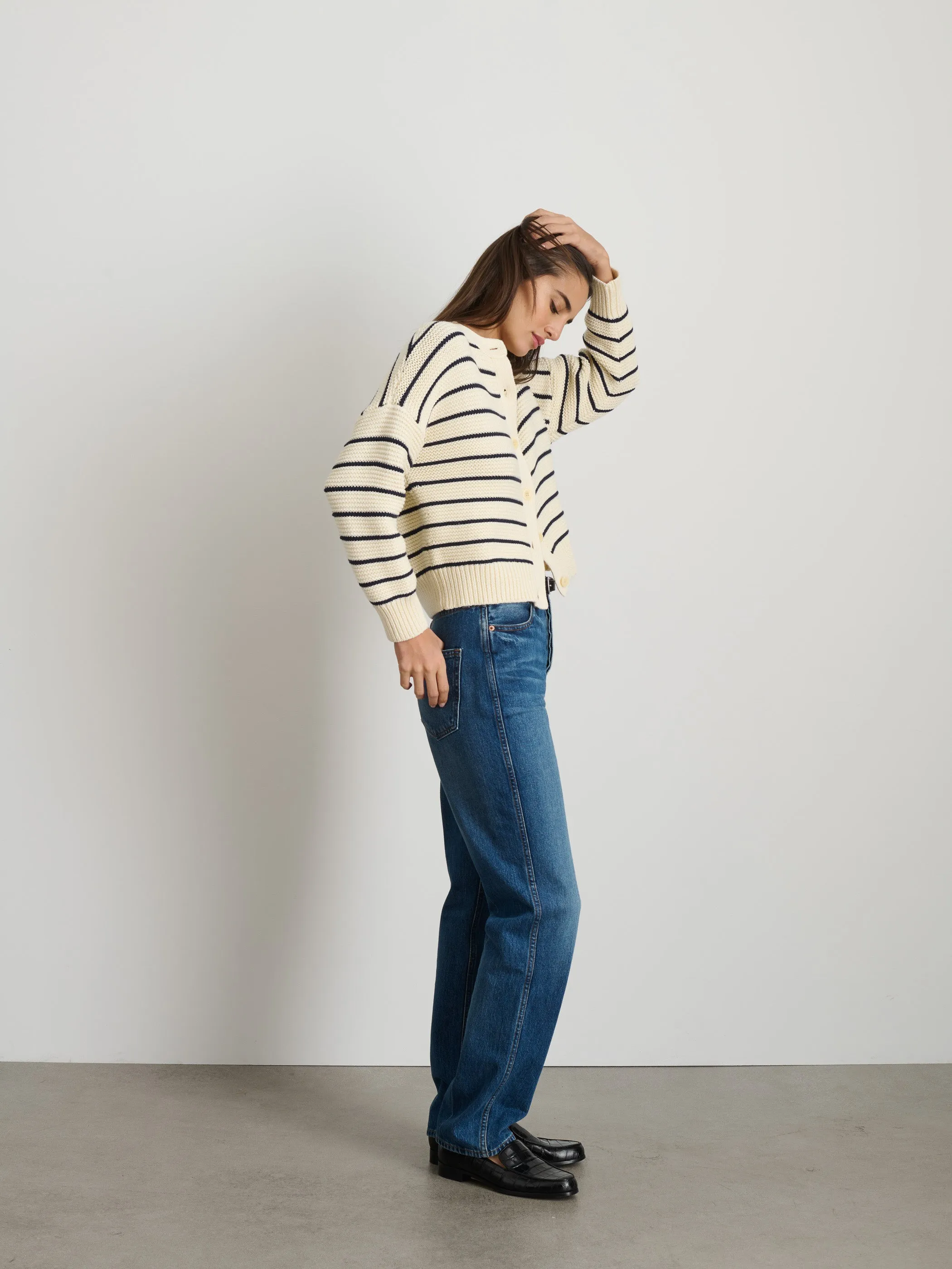 Nico Striped Cardigan in Cotton sold by Alex Mill product image thumbnail 4