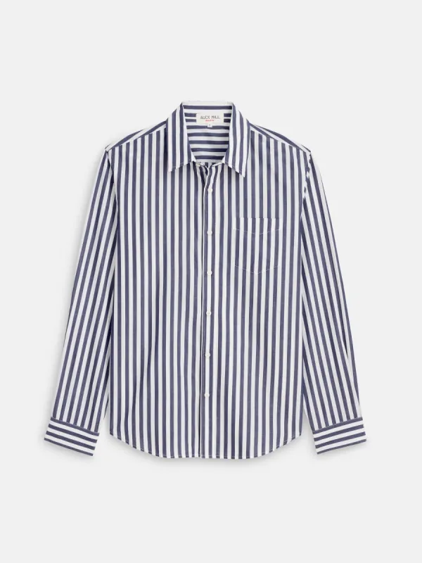 Mill Shirt in Wide Striped Cotton Poplin sold by Alex Mill