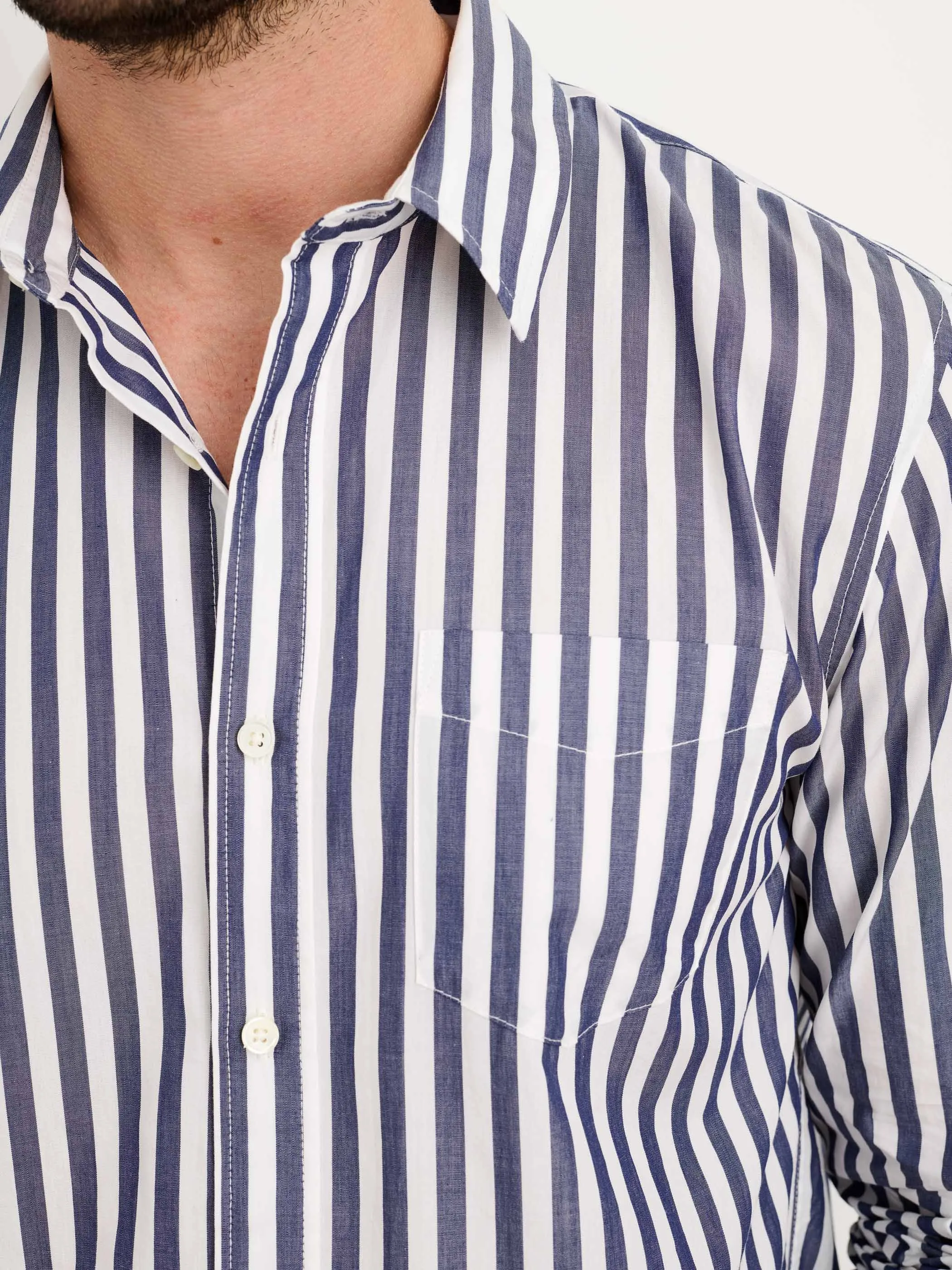 Mill Shirt in Wide Striped Cotton Poplin sold by Alex Mill product image thumbnail 4