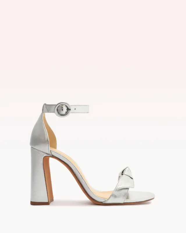Clarita Ankle Strap Curve 90 Silver sold by Alexandre Birman