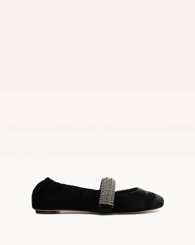 Camila Ballerina Velvet Flat Black made by Alexandre Birman
