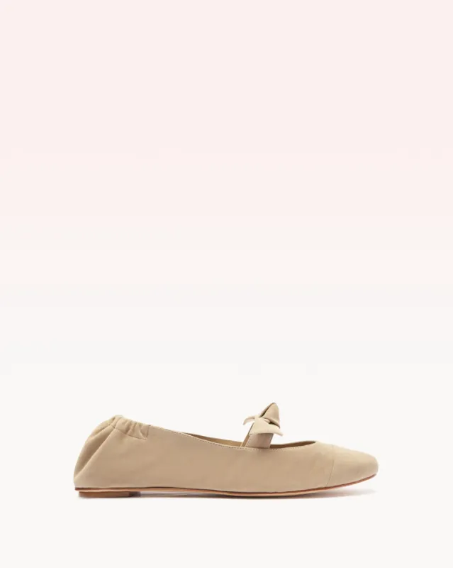 Clarita Ballerina Suede Flat Semolina sold by Alexandre Birman