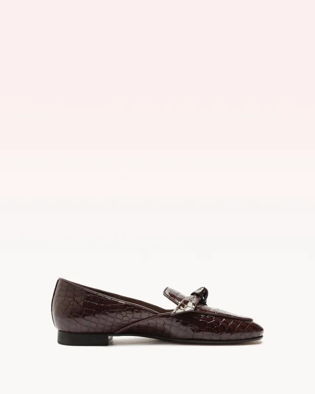 Clarita Belgian Crocco Loafer Cherry Lacquer sold by Alexandre Birman