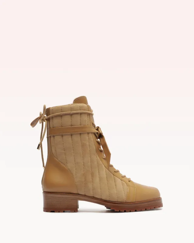 Quilted Clarita Combat Bootie 20 Nut sold by Alexandre Birman