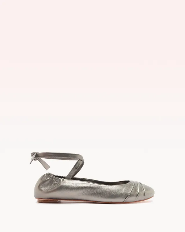 Clarita Ballet Flat Metallic Pewter sold by Alexandre Birman