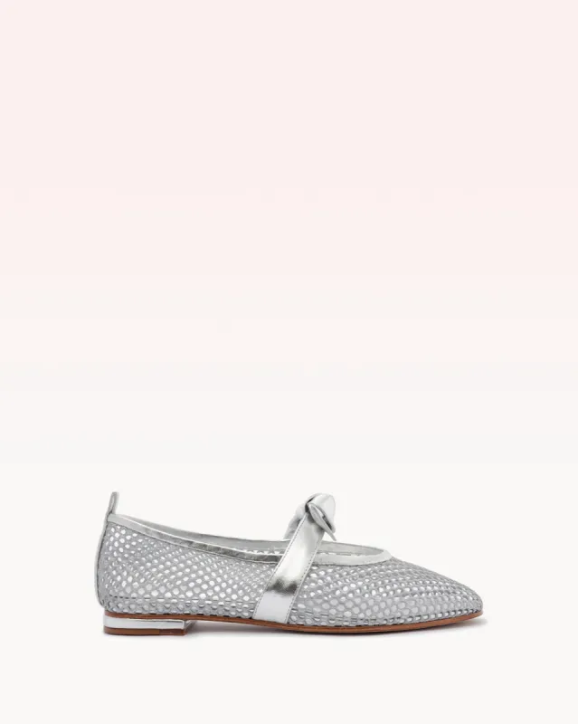 Clarita Ballerina Mesh Silver sold by Alexandre Birman