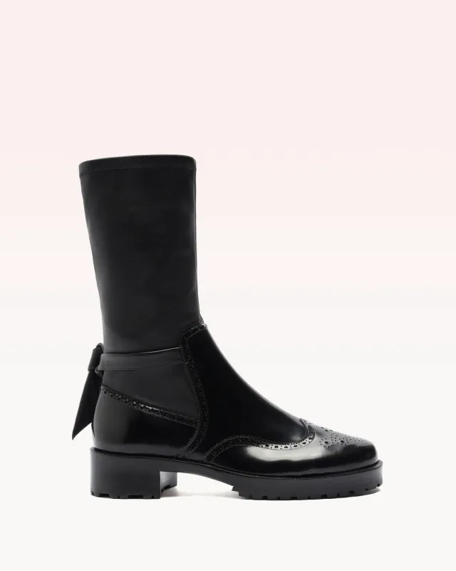 Clarita Motorcycle Brogue Boot Black sold by Alexandre Birman