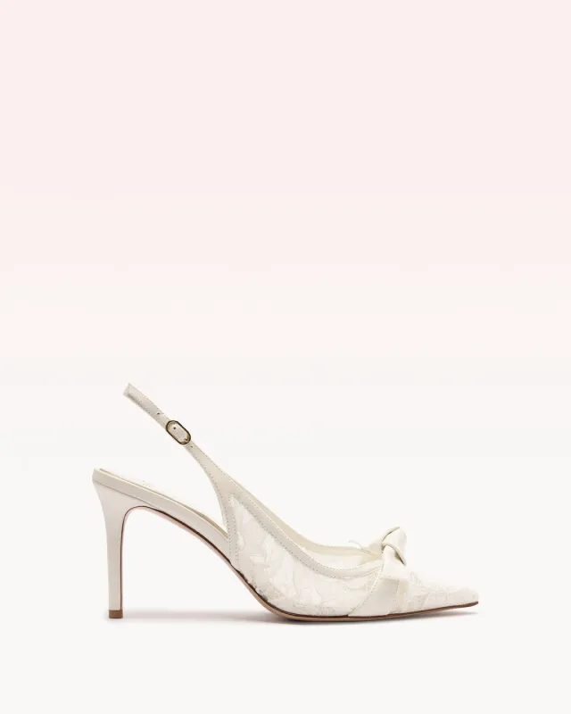 Clarita Classic Slingback 85 Pizzo Off White sold by Alexandre Birman