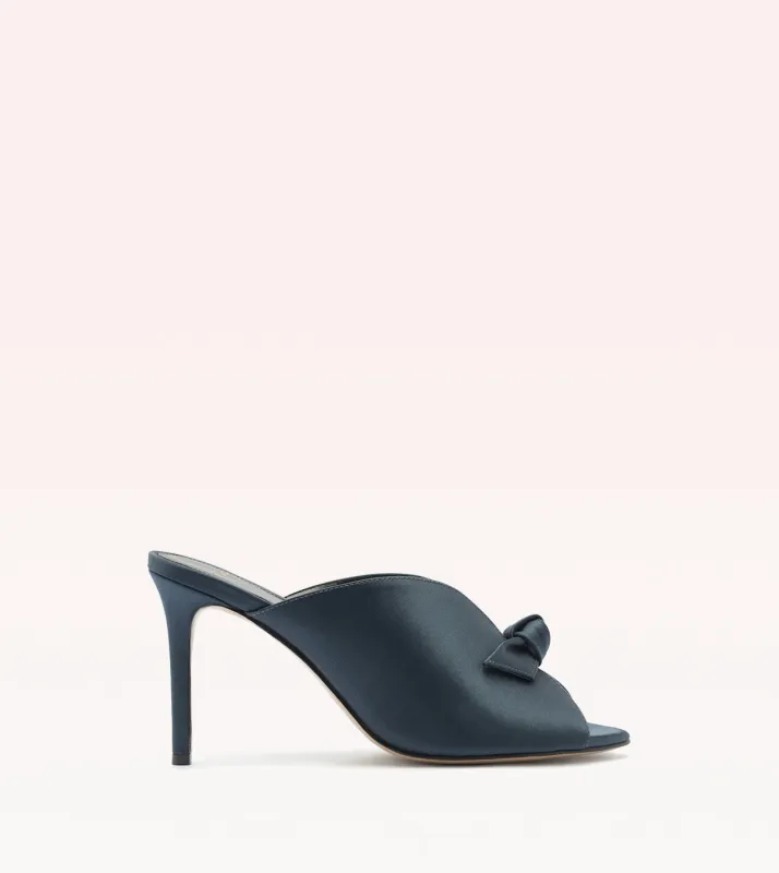 Clarita Vamp 85 Satin Navy Blue made by Alexandre Birman