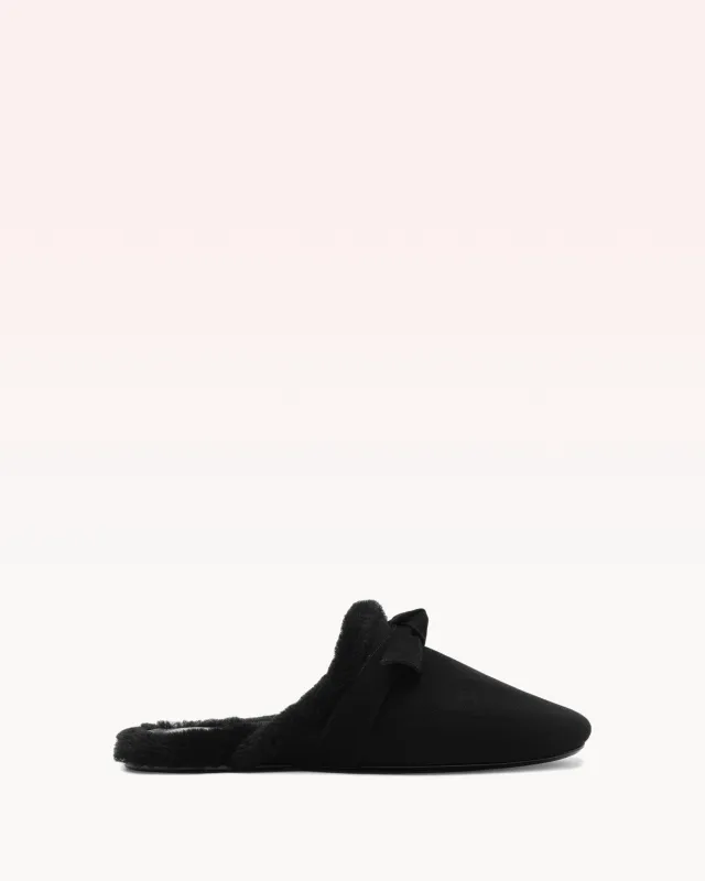 Clarita Babouche Shearling Black made by Alexandre Birman