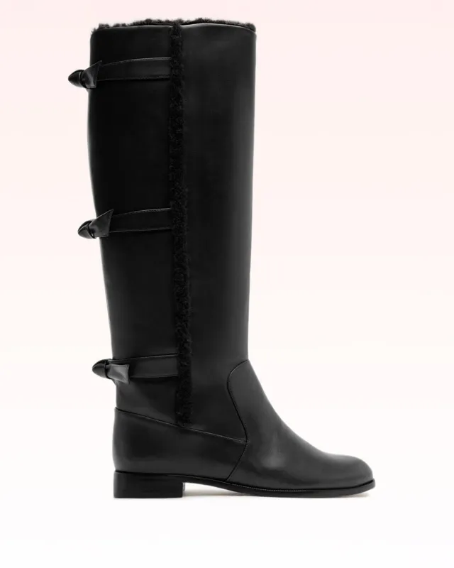 Lolita Tall Boot Flat Black made by Alexandre Birman
