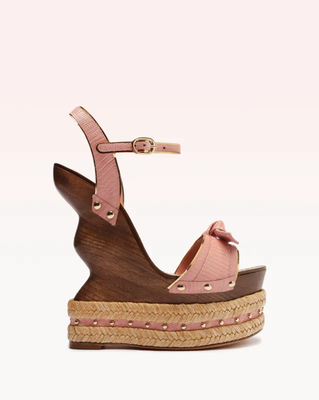 Clarita Wooden Wedge Wild Rose sold by Alexandre Birman