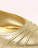 Clarita Ballet Flat Metallic Golden sold by Alexandre Birman