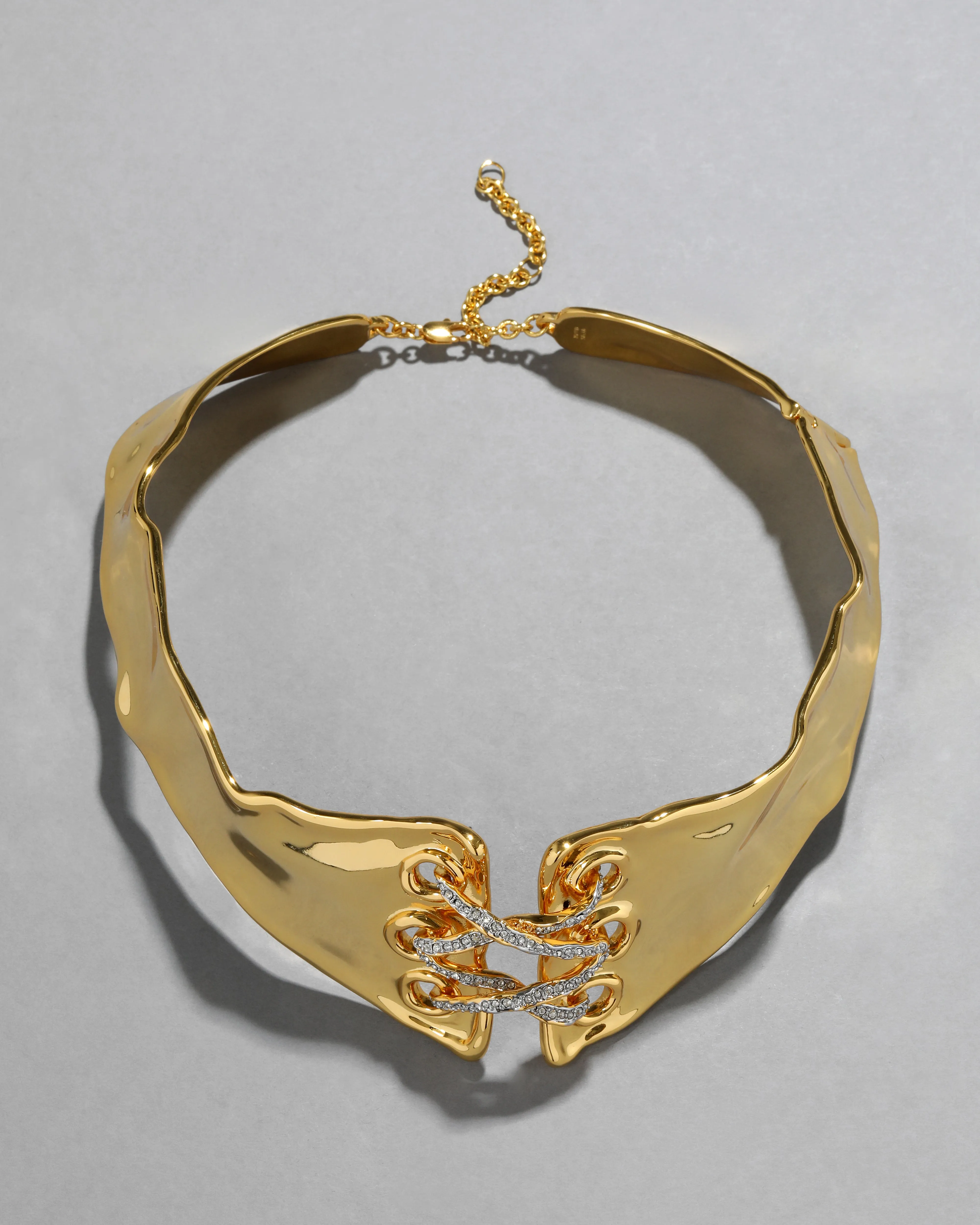 Solanales Gold Crystal Lace Up Collar Necklace sold by Alexis Bittar product image thumbnail 4