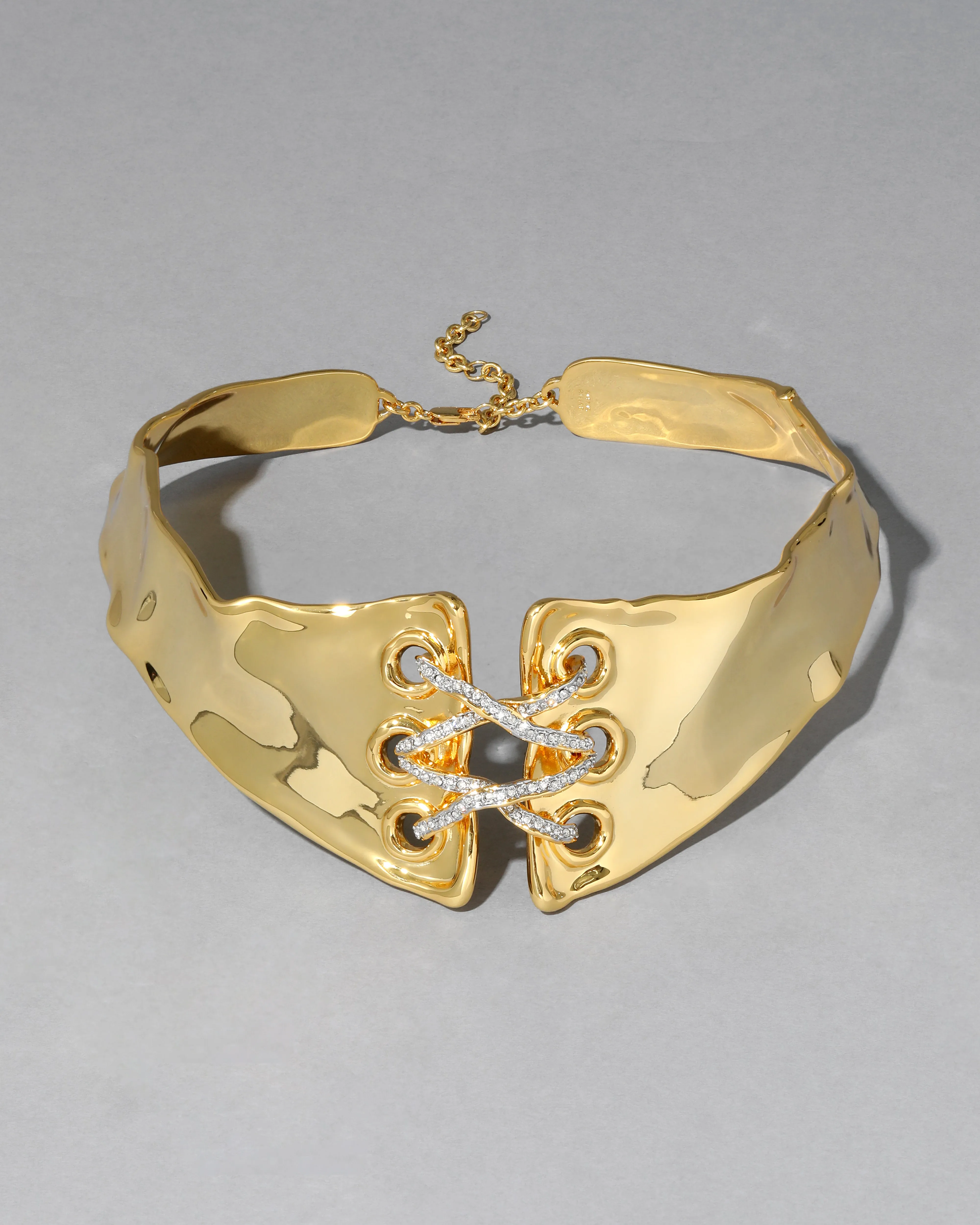 Solanales Gold Crystal Lace Up Collar Necklace sold by Alexis Bittar product image thumbnail 2