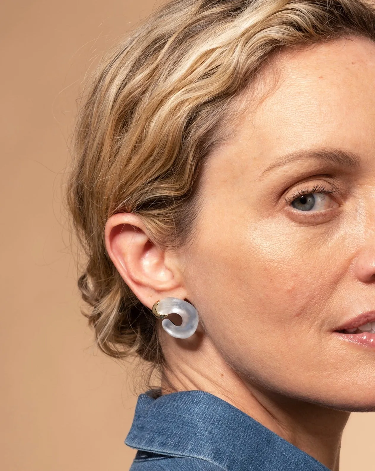 Lucite Small Molten Front Facing Hoop Earring - Silver sold by Alexis Bittar product image thumbnail 2