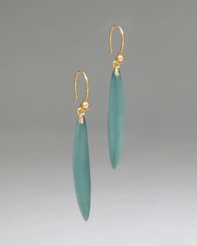 Lucite Sliver Wire Earring- Teal Blue sold by Alexis Bittar