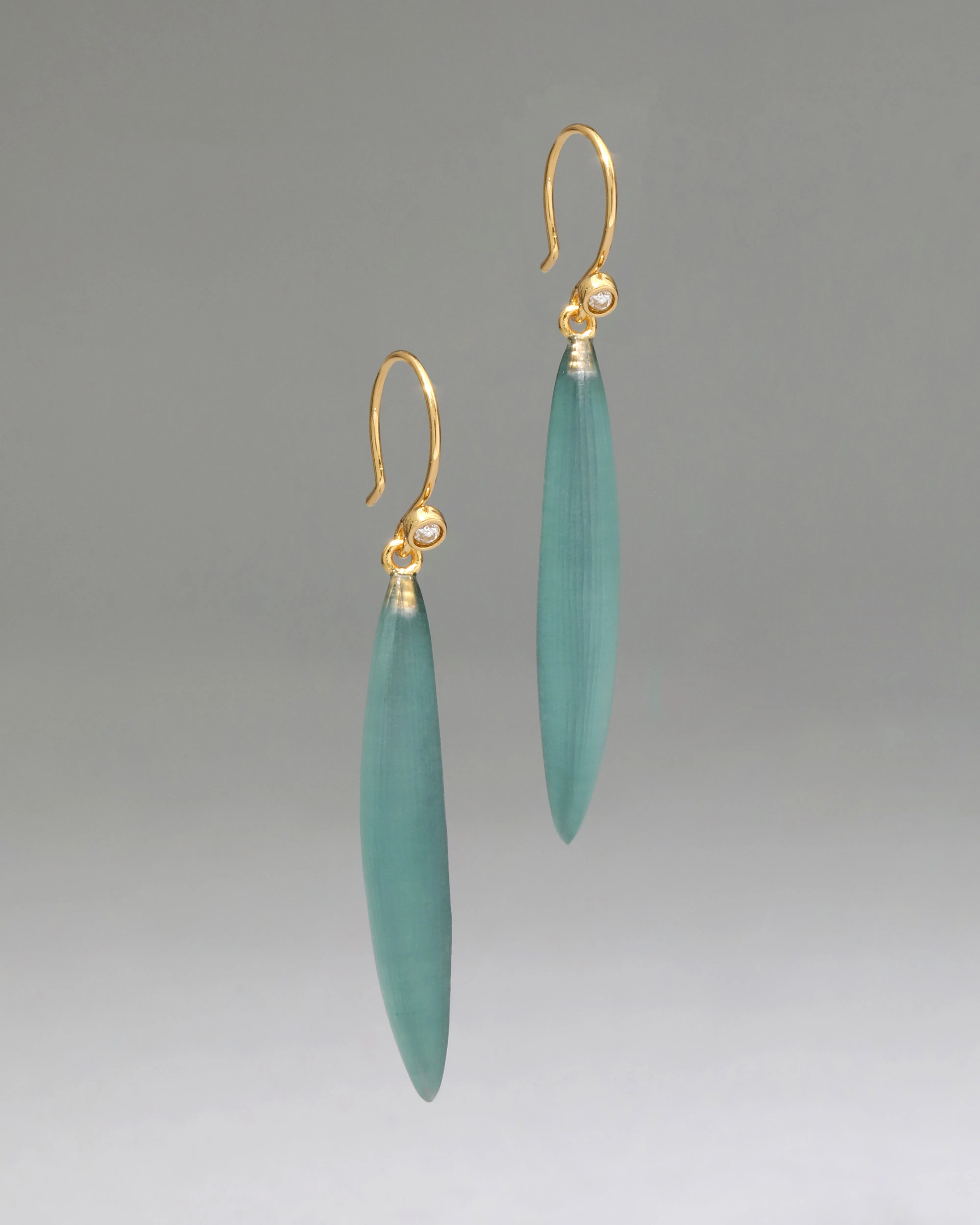 Lucite Sliver Wire Earring- Teal Blue sold by Alexis Bittar
