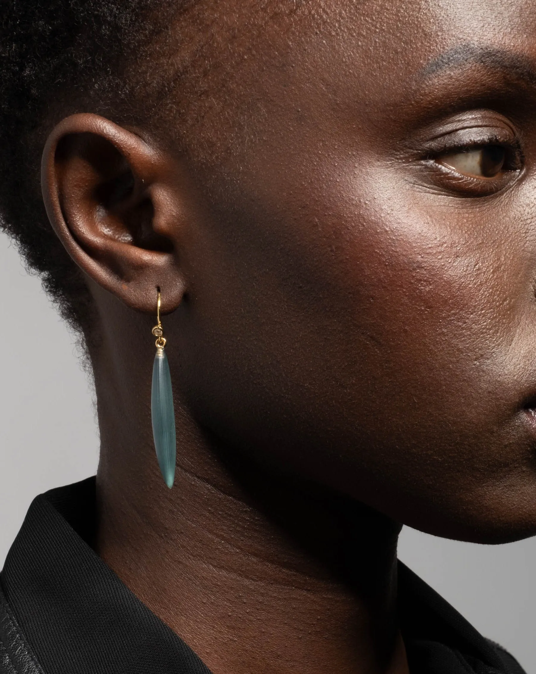 Lucite Sliver Wire Earring- Teal Blue sold by Alexis Bittar product image thumbnail 2