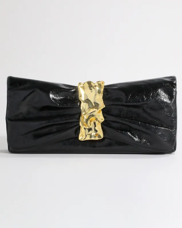 Gold Ribbon Convertible Shoulder Bag- Black sold by Alexis Bittar