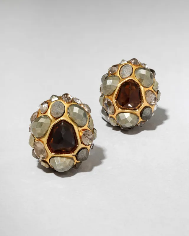 Archive Byzantine Stone Cluster Clip On Earring sold by Alexis Bittar