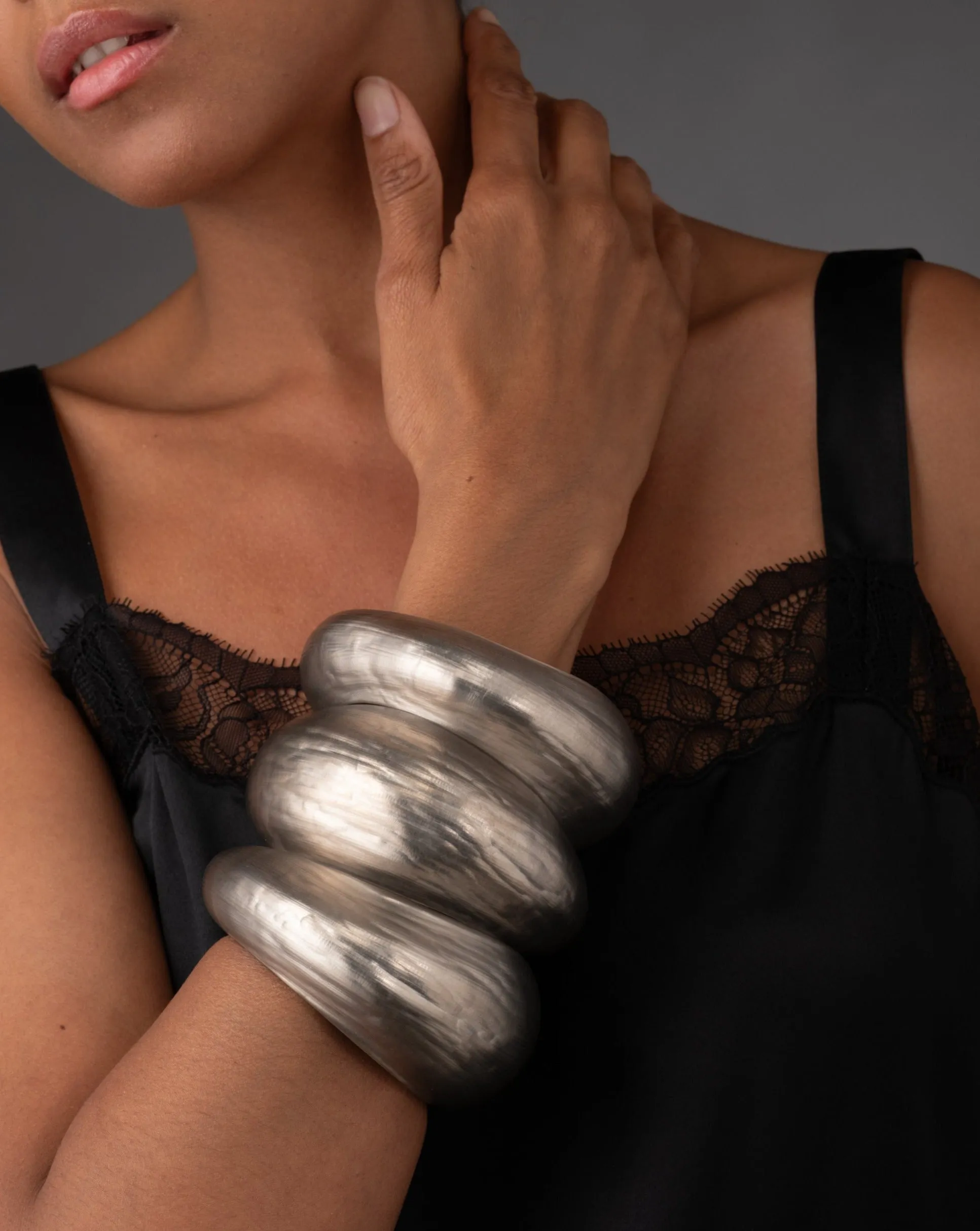 Puffy Lucite Bangle Bracelet- Chocolate sold by Alexis Bittar product image thumbnail 3