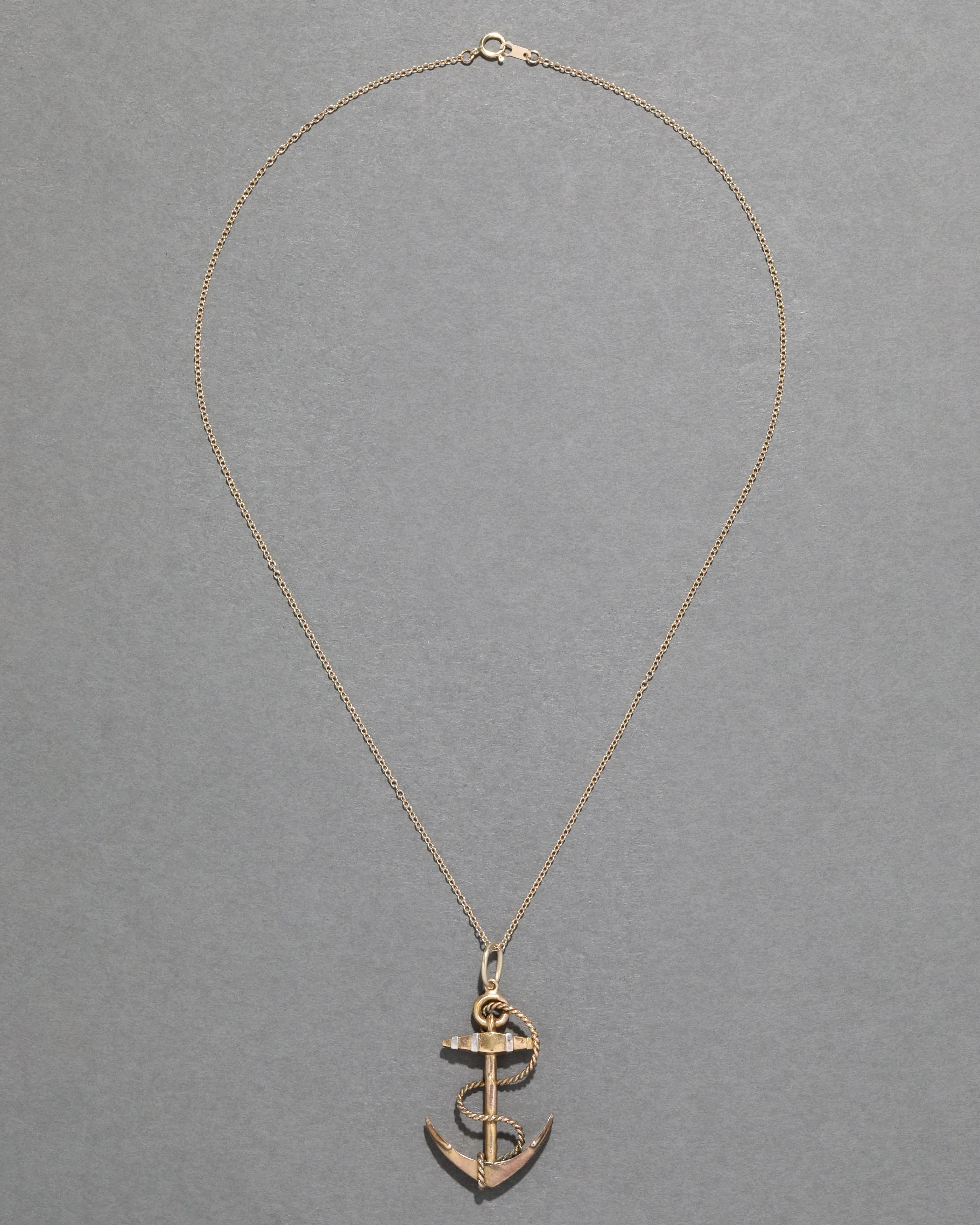 Antique 1880s 14k Two Tone Gold Anchor Pendant Necklace sold by Alexis Bittar product image thumbnail 2
