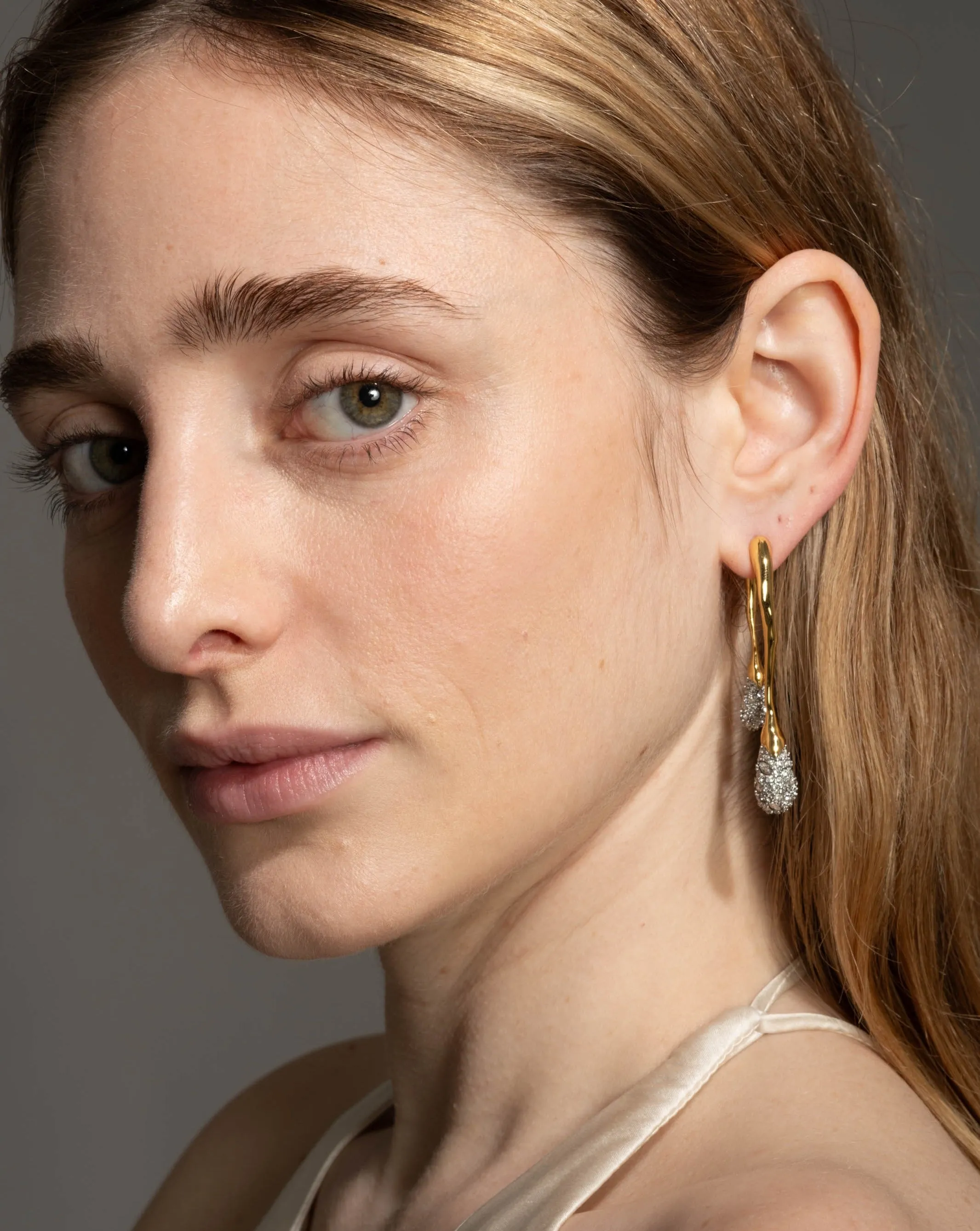 Solanales Crystal Front Back Double Drop Earring- Gold sold by Alexis Bittar product image thumbnail 3