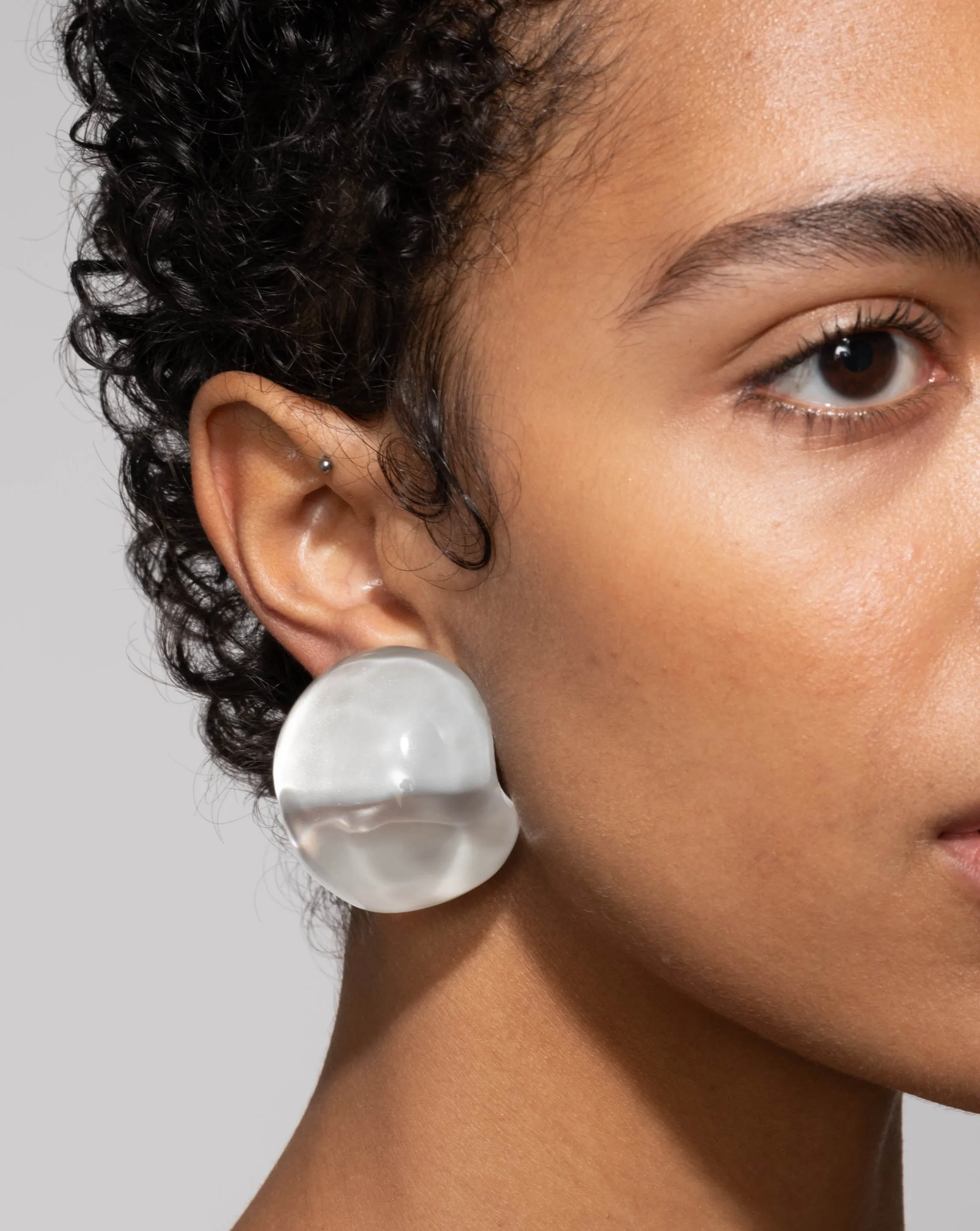 Liquid Lucite Orb Clip Earring- Polished Silver sold by Alexis Bittar product image thumbnail 3