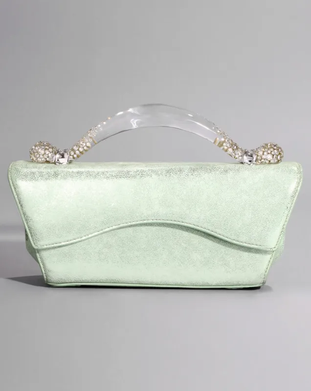 Candy Box Lucite Handle Handbag- Opalescent Mint sold by Alexis Bittar