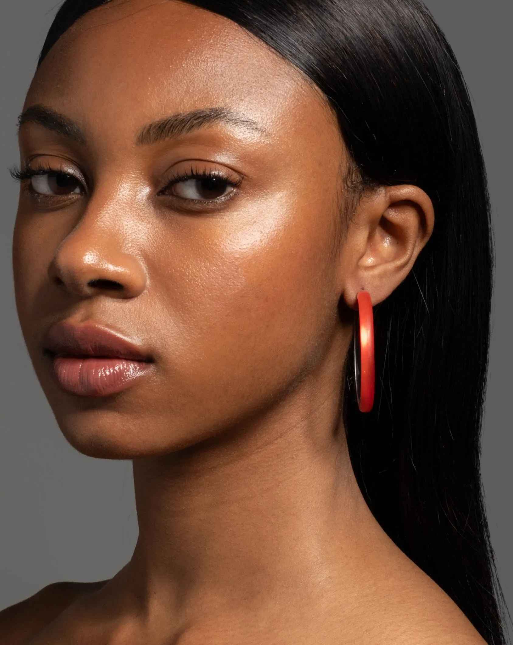 Skinny Lucite Hoop Earring- Lipstick Red sold by Alexis Bittar