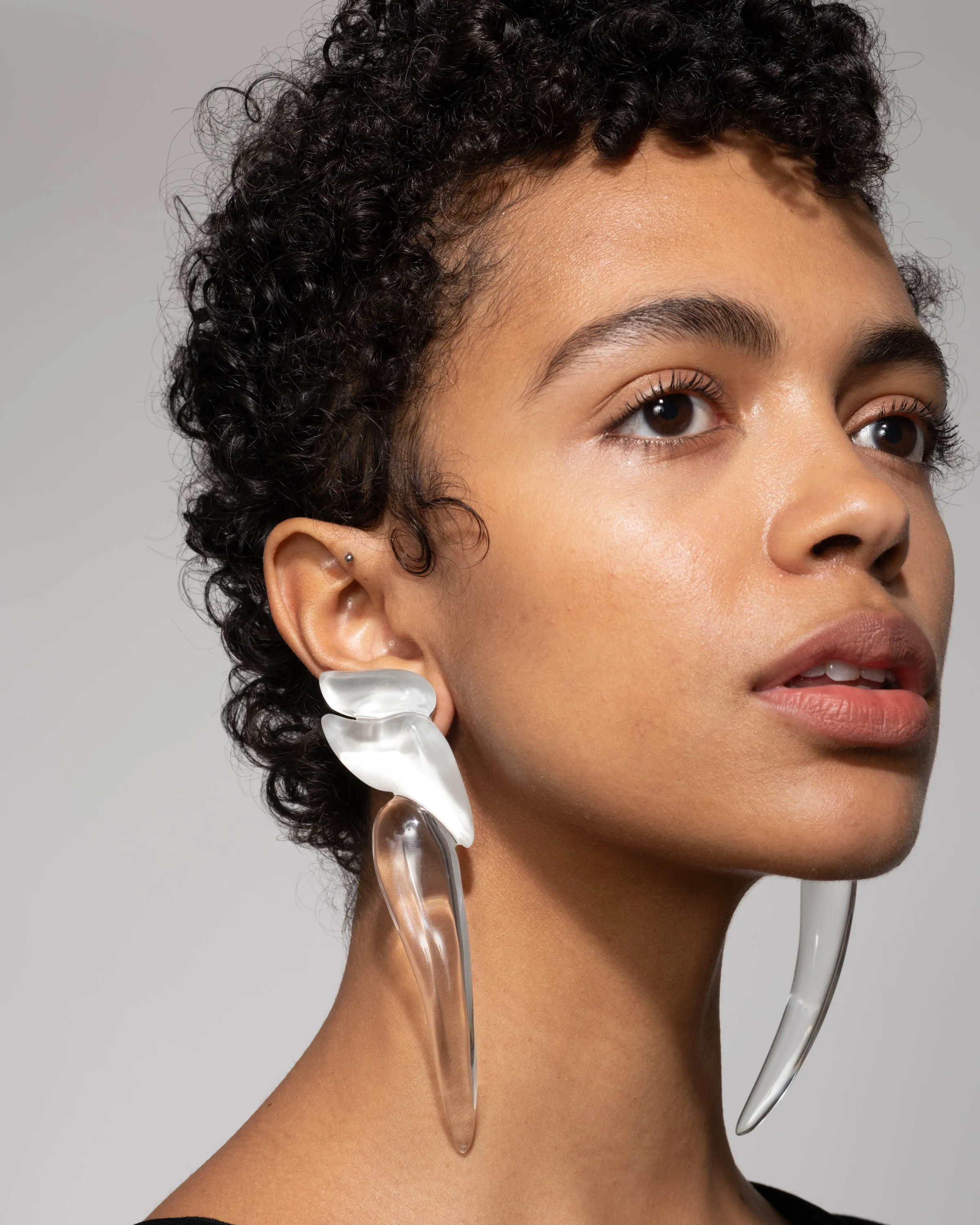 Liquid Lucite Wave Long Clip Earring- Polished Silver sold by Alexis Bittar product image thumbnail 5
