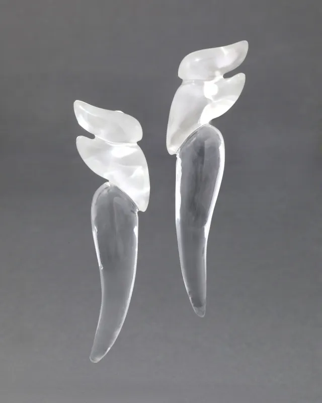 Liquid Lucite Wave Long Clip Earring- Polished Silver sold by Alexis Bittar