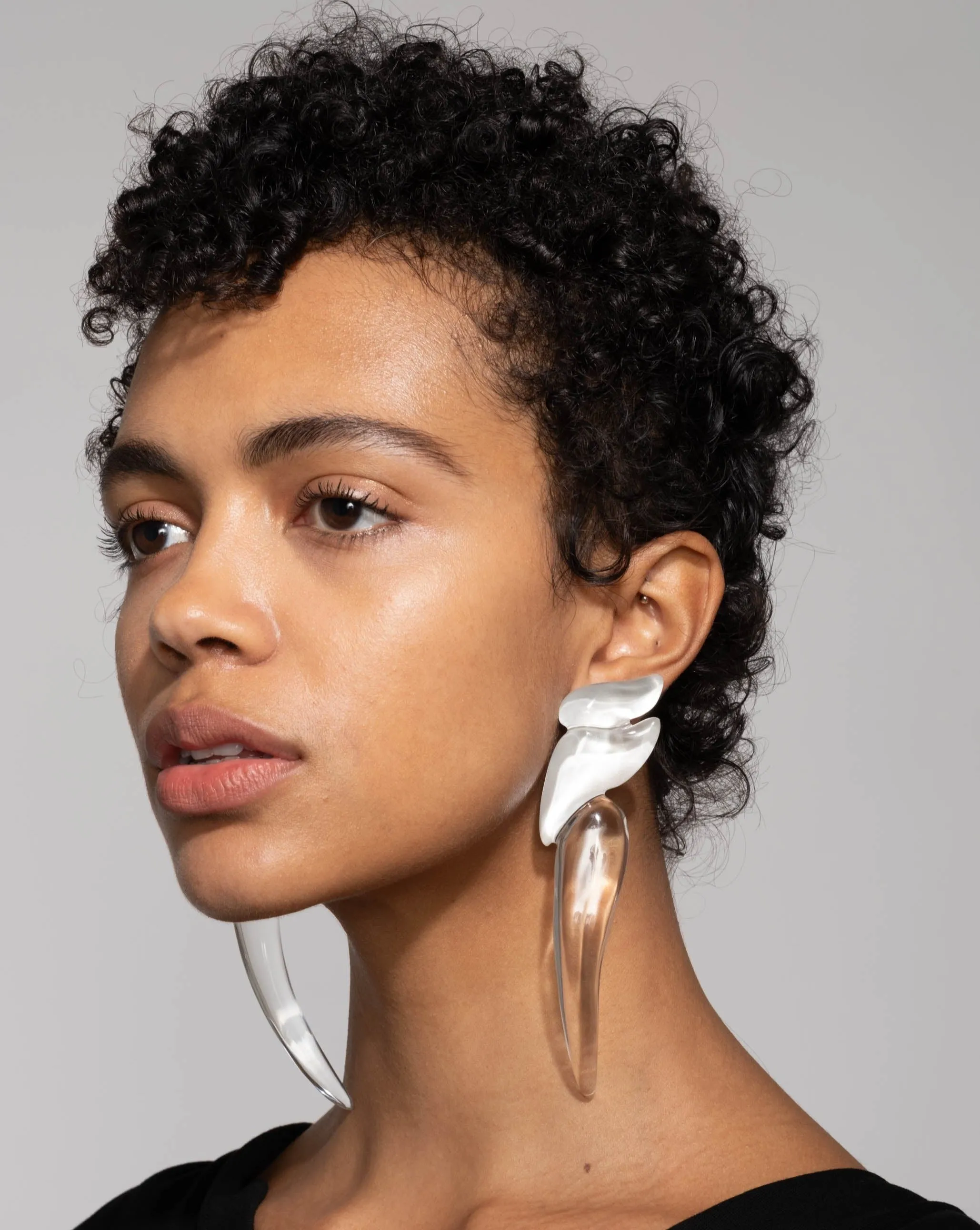 Liquid Lucite Wave Long Clip Earring- Polished Silver sold by Alexis Bittar product image thumbnail 2