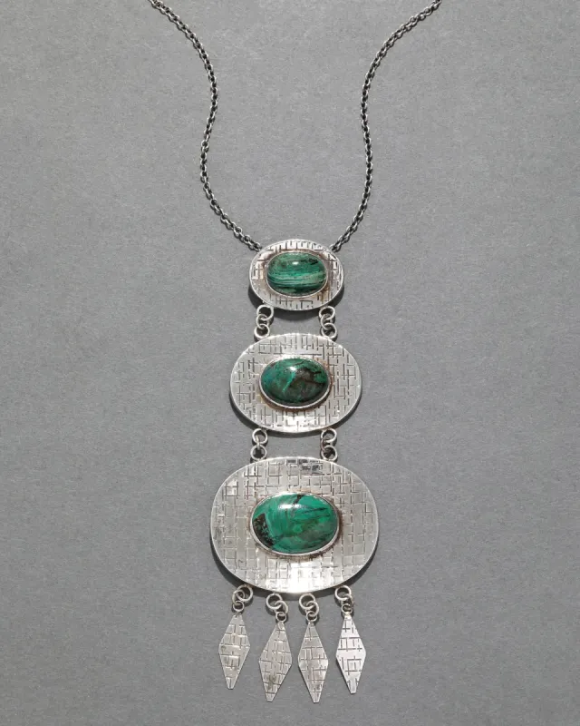 Vintage 1960s Sterling Silver Handmade Turquoise Necklace sold by Alexis Bittar