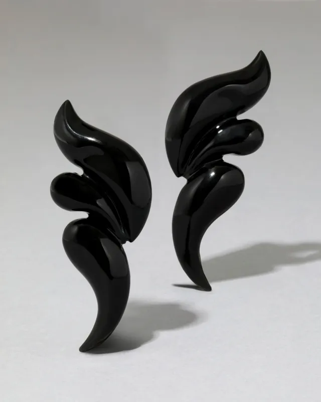 Liquid Lucite Wave Clip Earring- Black sold by Alexis Bittar