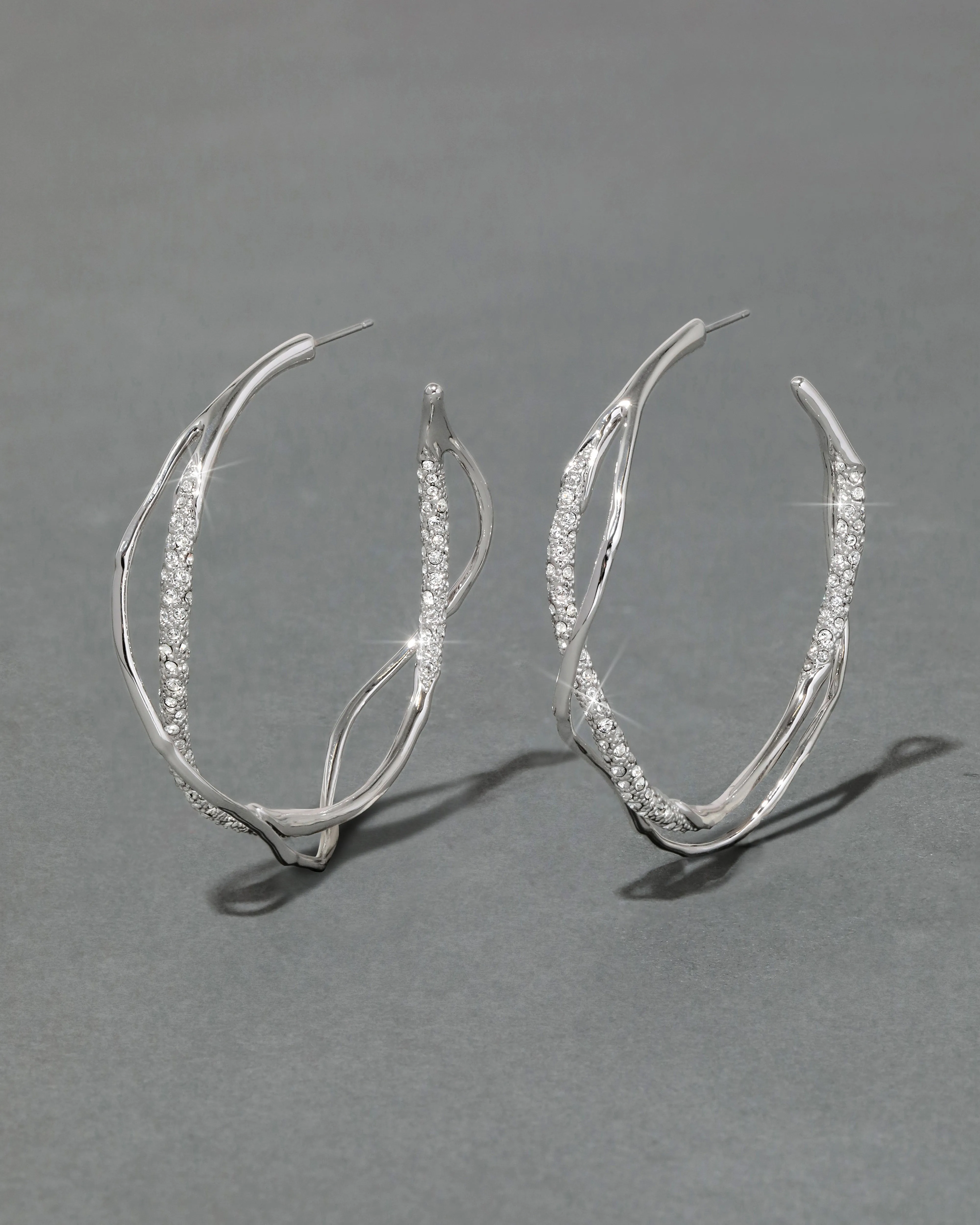 Intertwined Silver Pave Hoop Earring sold by Alexis Bittar