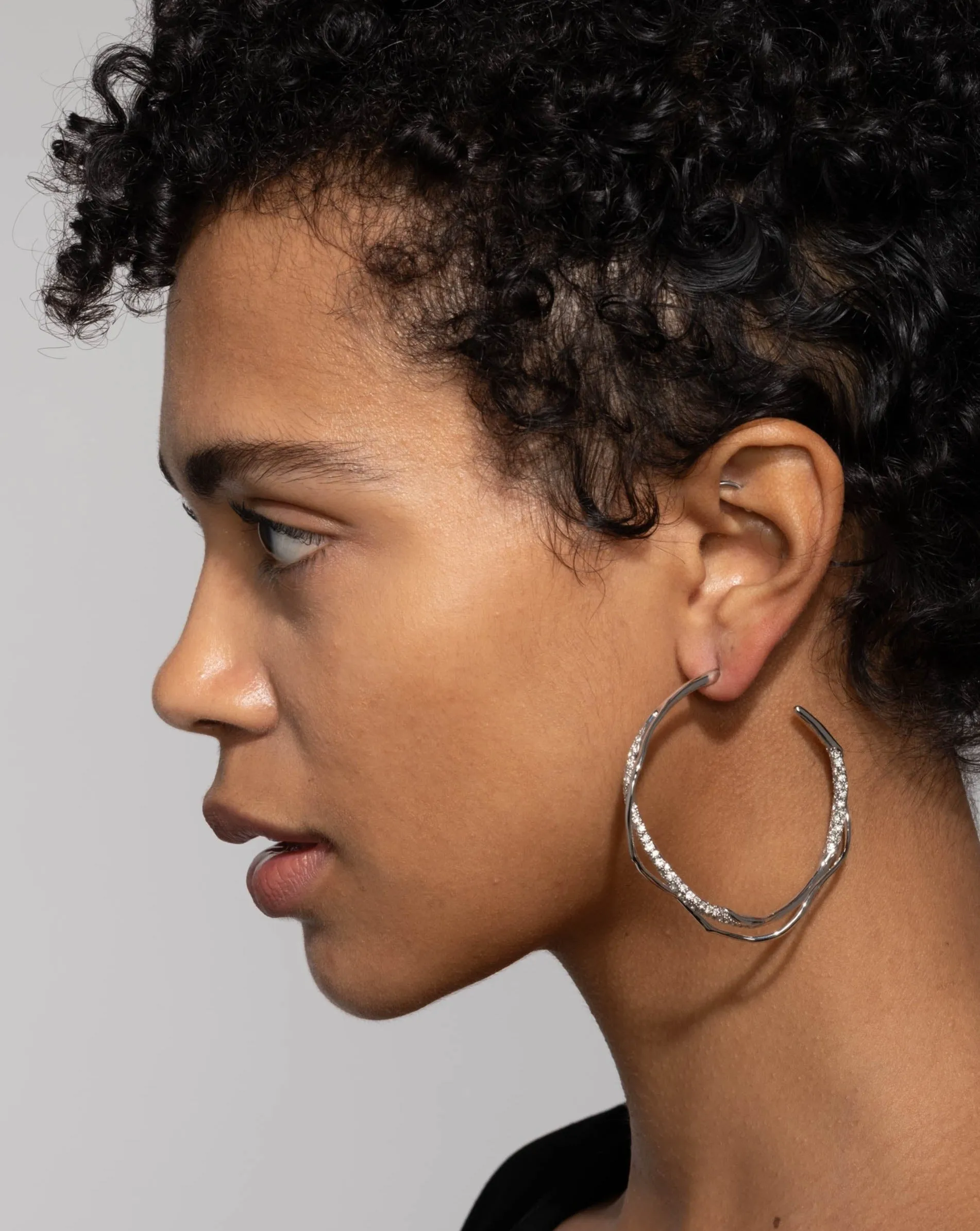 Intertwined Silver Pave Hoop Earring sold by Alexis Bittar product image thumbnail 5
