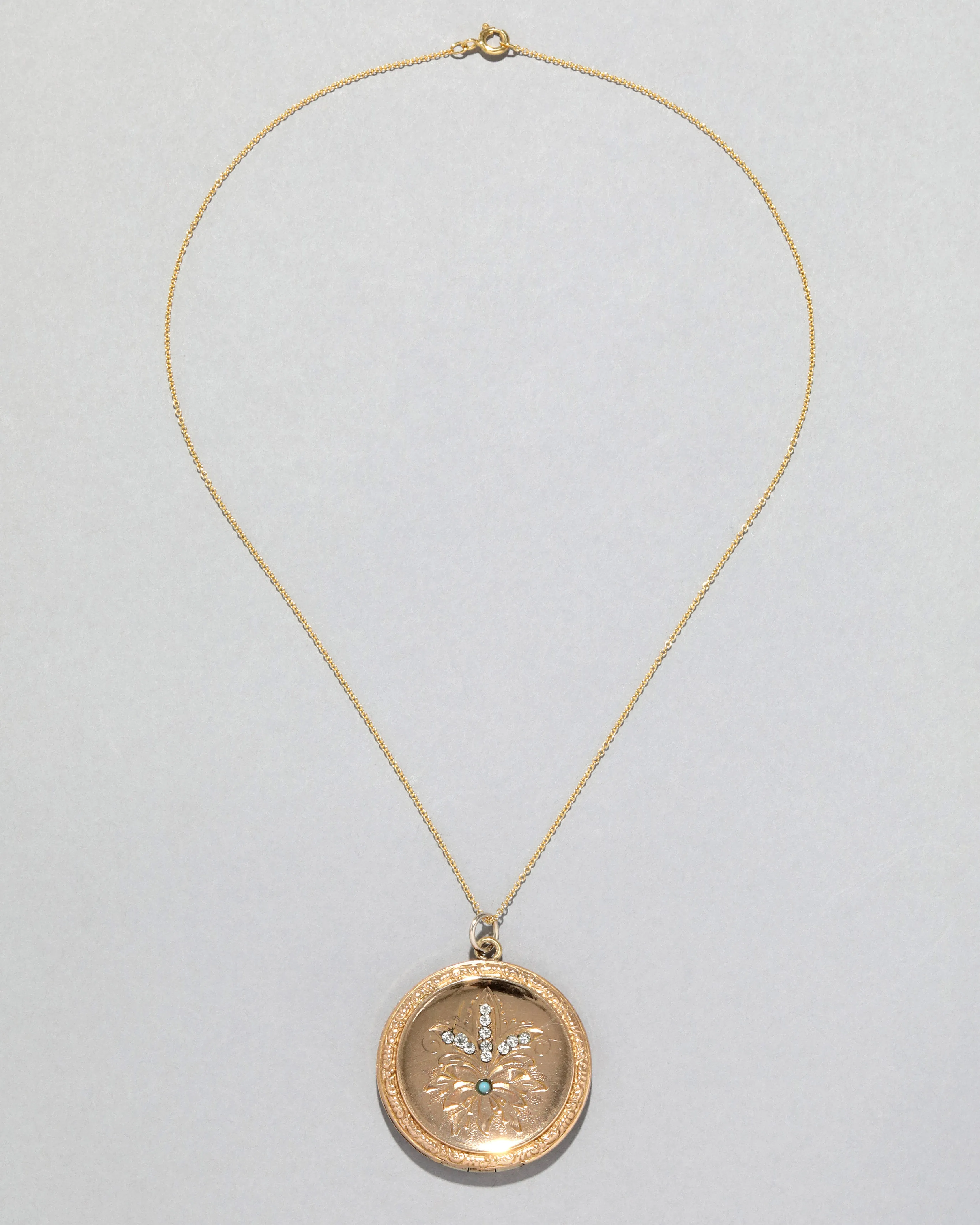 Antique Victorian 1890s 14k Gold Filled Floral Etched Locket Necklace sold by Alexis Bittar product image thumbnail 2