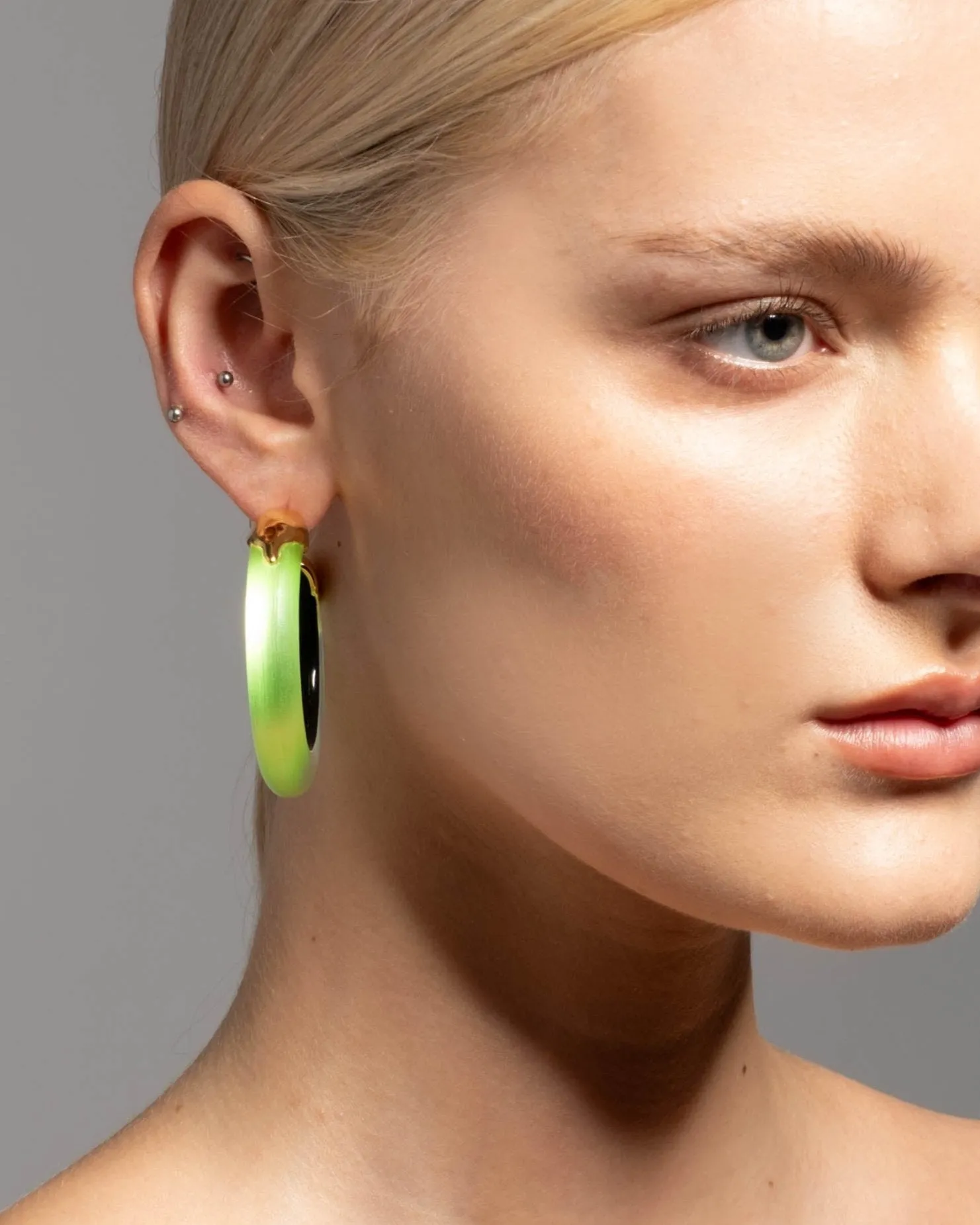 Luminous Lucite Gold Dipped Hoop Earring- Neon Green sold by Alexis Bittar product image thumbnail 2