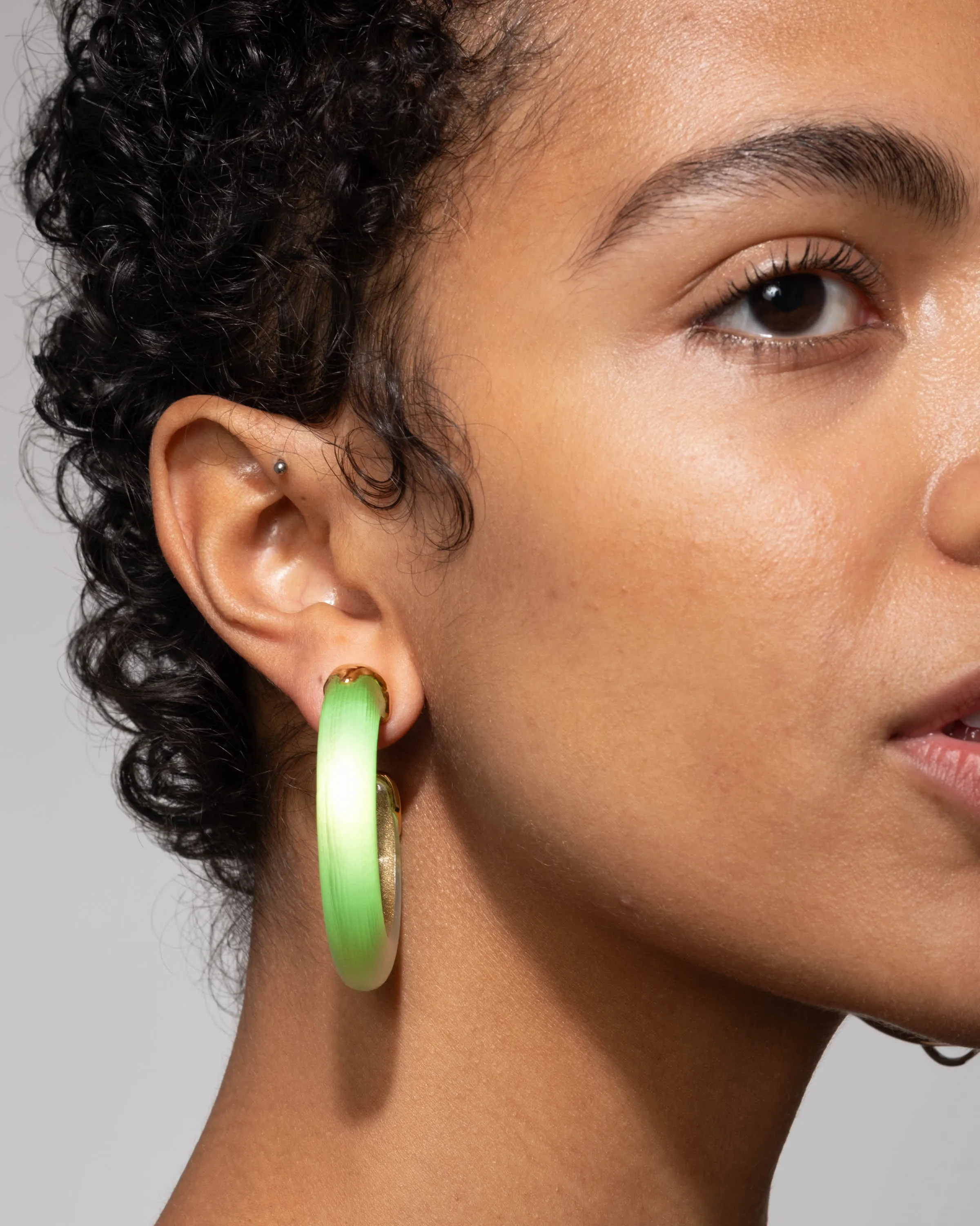 Luminous Lucite Gold Dipped Hoop Earring- Neon Green sold by Alexis Bittar product image thumbnail 3