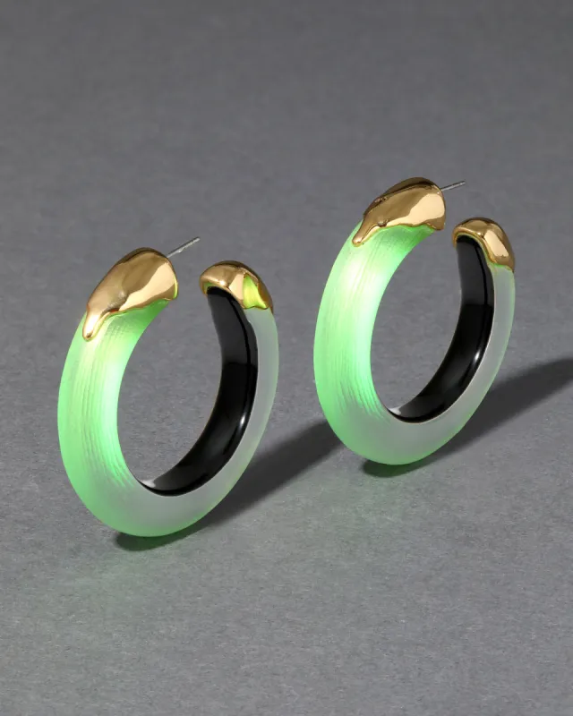 Luminous Lucite Gold Dipped Hoop Earring- Neon Green sold by Alexis Bittar